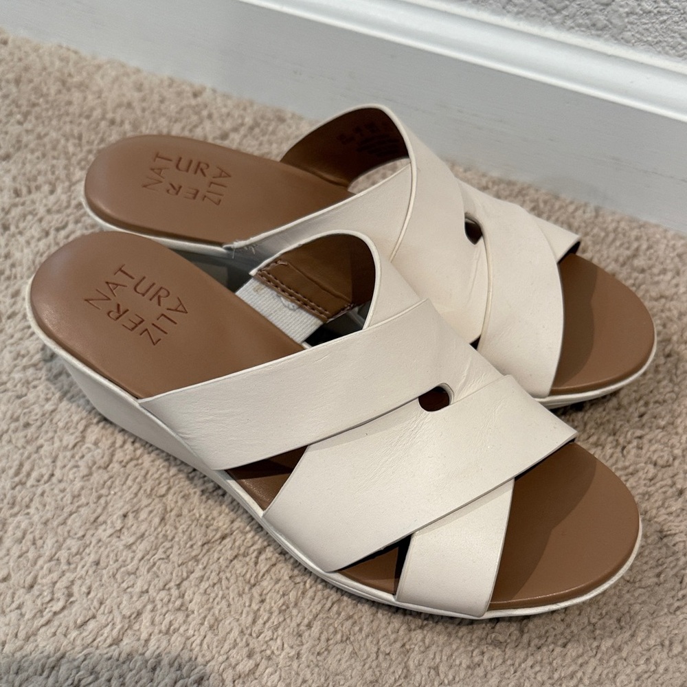 Naturalizer White Wedge Sandals - Picture 2 of 7